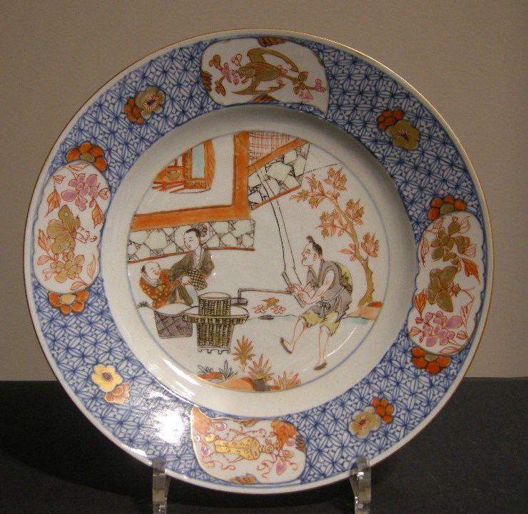 Dish porcelain showing the pressing of apples - Yongzheng period